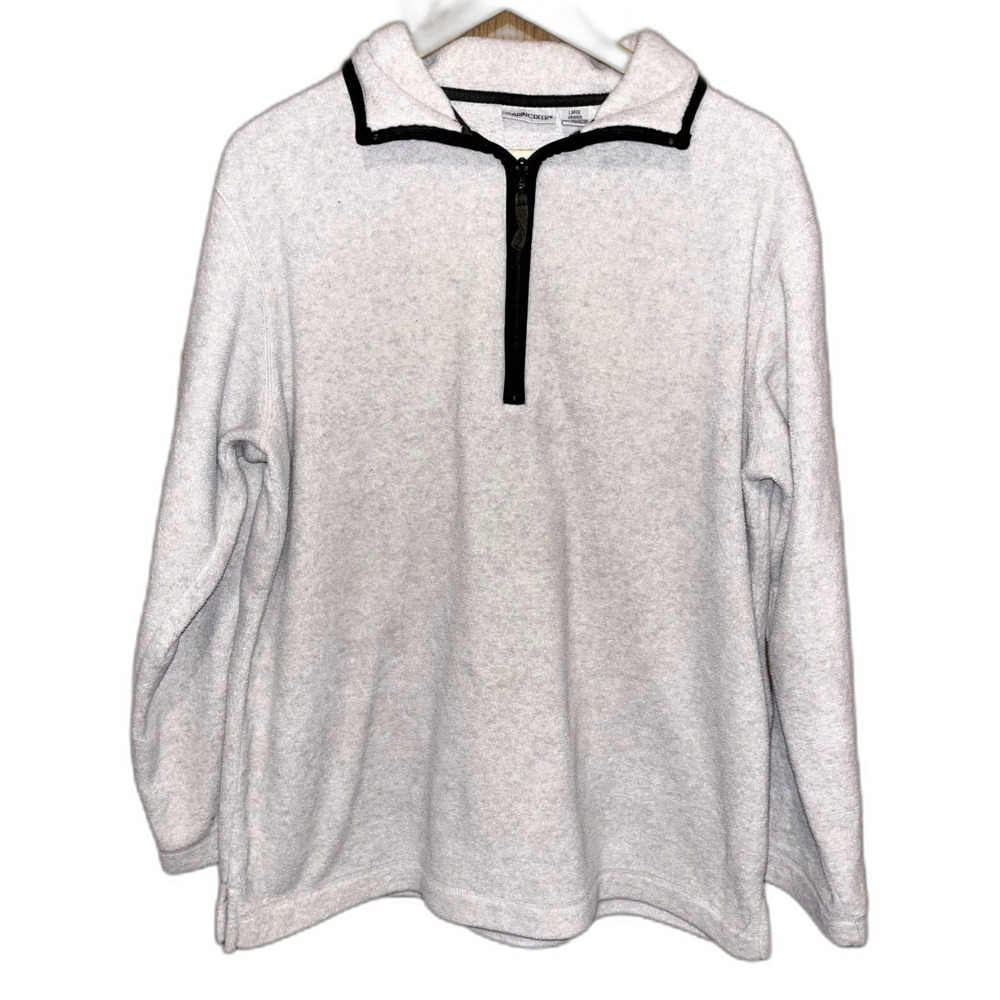 Cabin Creek Women's L Plush Fleece Cream Neutral Quarter Zip Warm Cozy Jacket